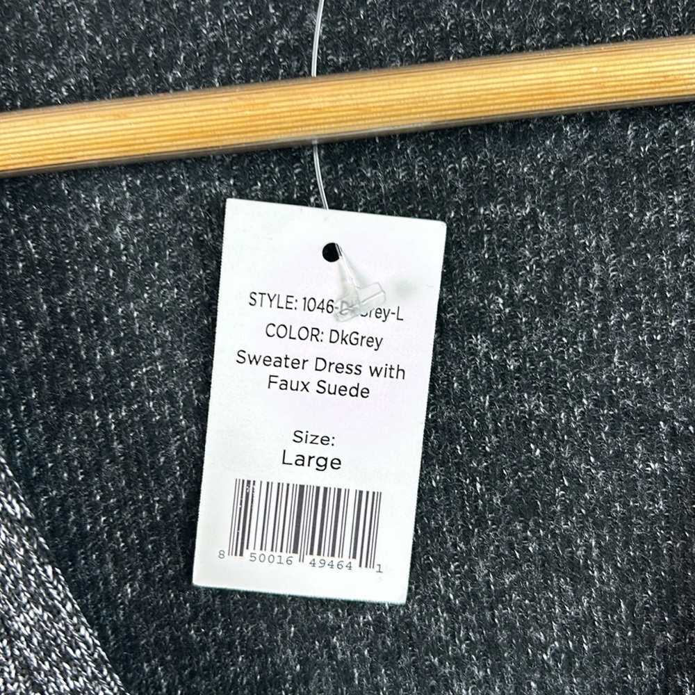 NWT New Stowaway Collection long sleeve Faux Suede Trim midi dress Maternity L - Picture 9 of 12